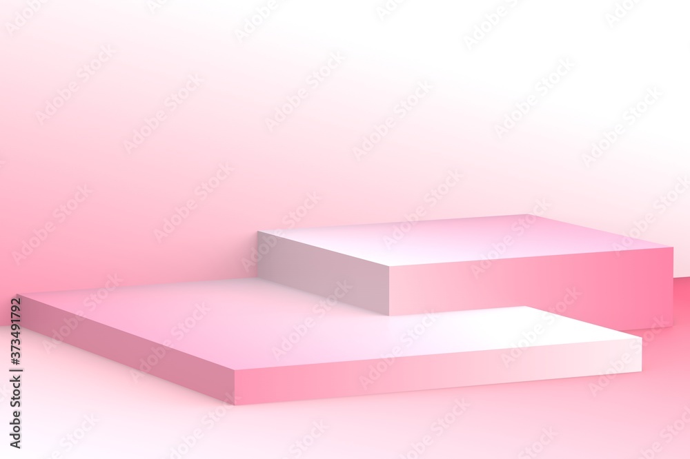 3d white pink cubes gradient colors in soft pastel minimal studio background. Abstract 3d geometric shape object illustration render. Display for summer holiday product. 3d white pink cubes gradient colors in soft pastel minimal studio background. Abstract 3d geometric shape object illustration render. Display for summer holiday product.