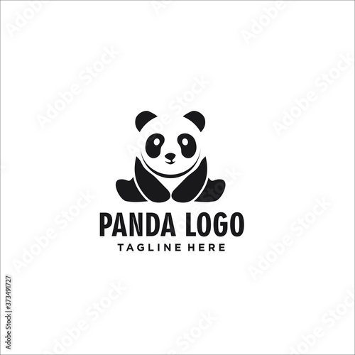 panda logo design template silhouette vector icon