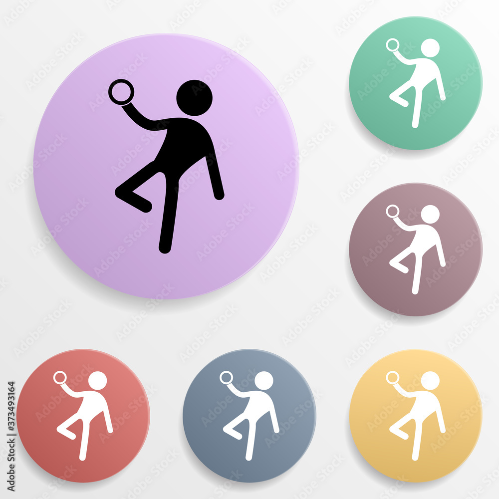 Gymnast with ball badge color set icon. Simple glyph, flat vector of sport icons for ui and ux, website or mobile application Gymnast with ball badge color set icon. Simple glyph, flat vector of sport icons for ui and ux, website or mobile application