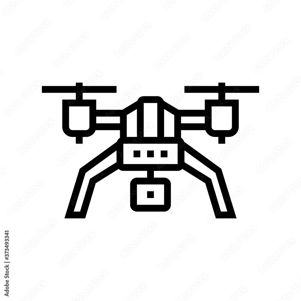 drone with photo camera line icon vector. drone with photo camera sign. isolated contour symbol black illustration