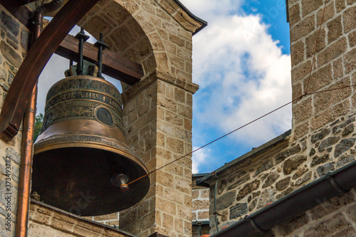 Ohrid, Macedonia; August 04, 2018. Saint Jovan Bigorski Monastery. Arquitectura antigua en pieda y madera. photo