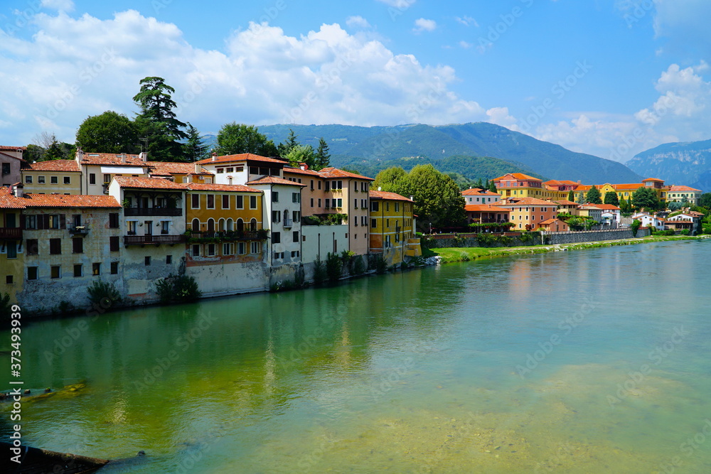Bassano del Grappa is a city in northern Italy’s Veneto region, Italy. View of the romantic city over the river Brenta.