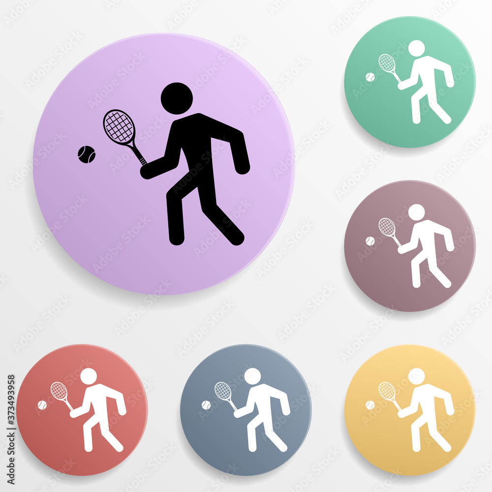 Tennis player badge color set icon. Simple glyph, flat vector of sport icons for ui and ux, website or mobile application Tennis player badge color set icon. Simple glyph, flat vector of sport icons for ui and ux, website or mobile application