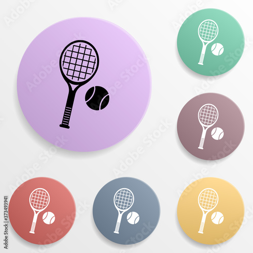 Tennis racket and ball badge color set icon. Simple glyph, flat vector of sport icons for ui and ux, website or mobile application