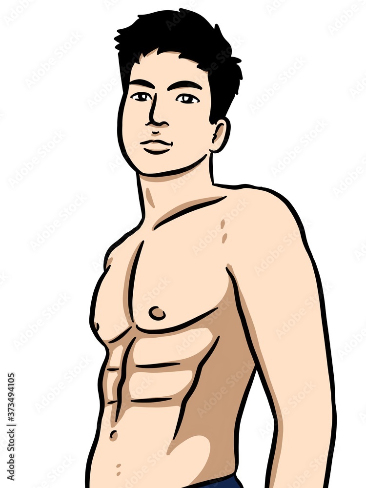 cartoon cute man on white background
