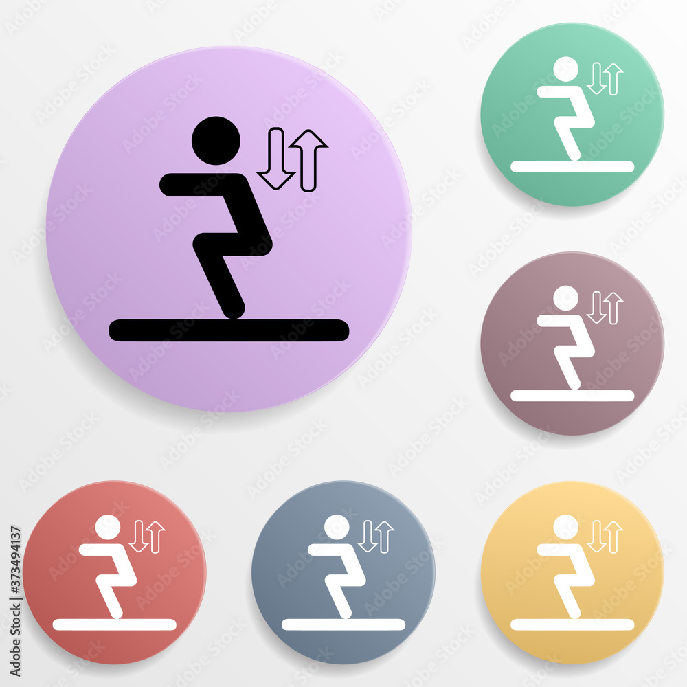 Long jump badge color set icon. Simple glyph, flat vector of sport icons for ui and ux, website or mobile application on white background Long jump badge color set icon. Simple glyph, flat vector of sport icons for ui and ux, website or mobile application on white background