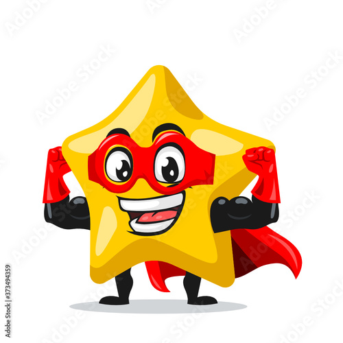 Vector illustration of star mascot or character wearing super hero costume
