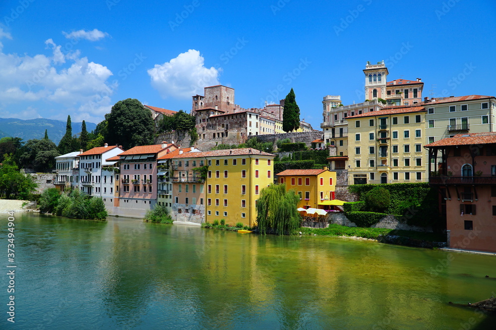 Bassano del Grappa is a city in northern Italy’s Veneto region, Italy. View of the romantic city over the river Brenta.