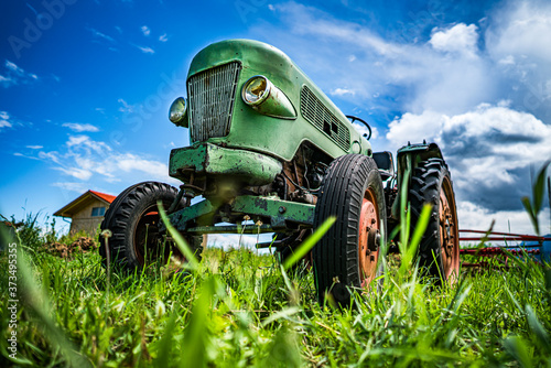 Old tractor in the Alpine meadows