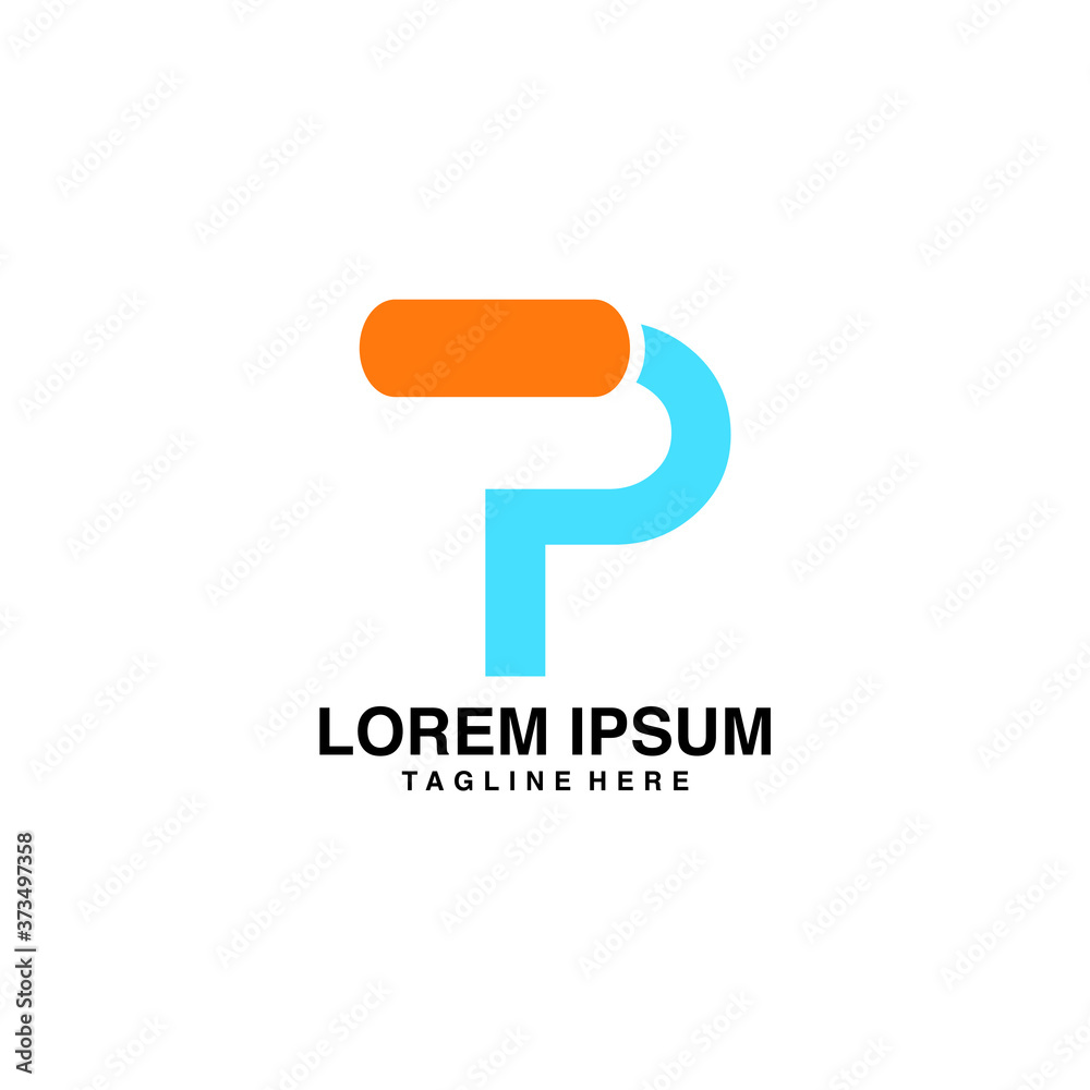 P Initial Paint Tool Logo Vector Illustration Icon P Initial Paint Tool Logo Vector Illustration Icon