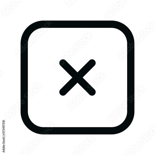 Cancel square isolated icon, close square window linear icon, delete outline vector icon with editable stroke