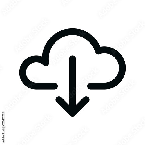 Cloud download isolated icon, export from cloud webserver linear icon, downloading from cloud web server outline vector icon with editable stroke
