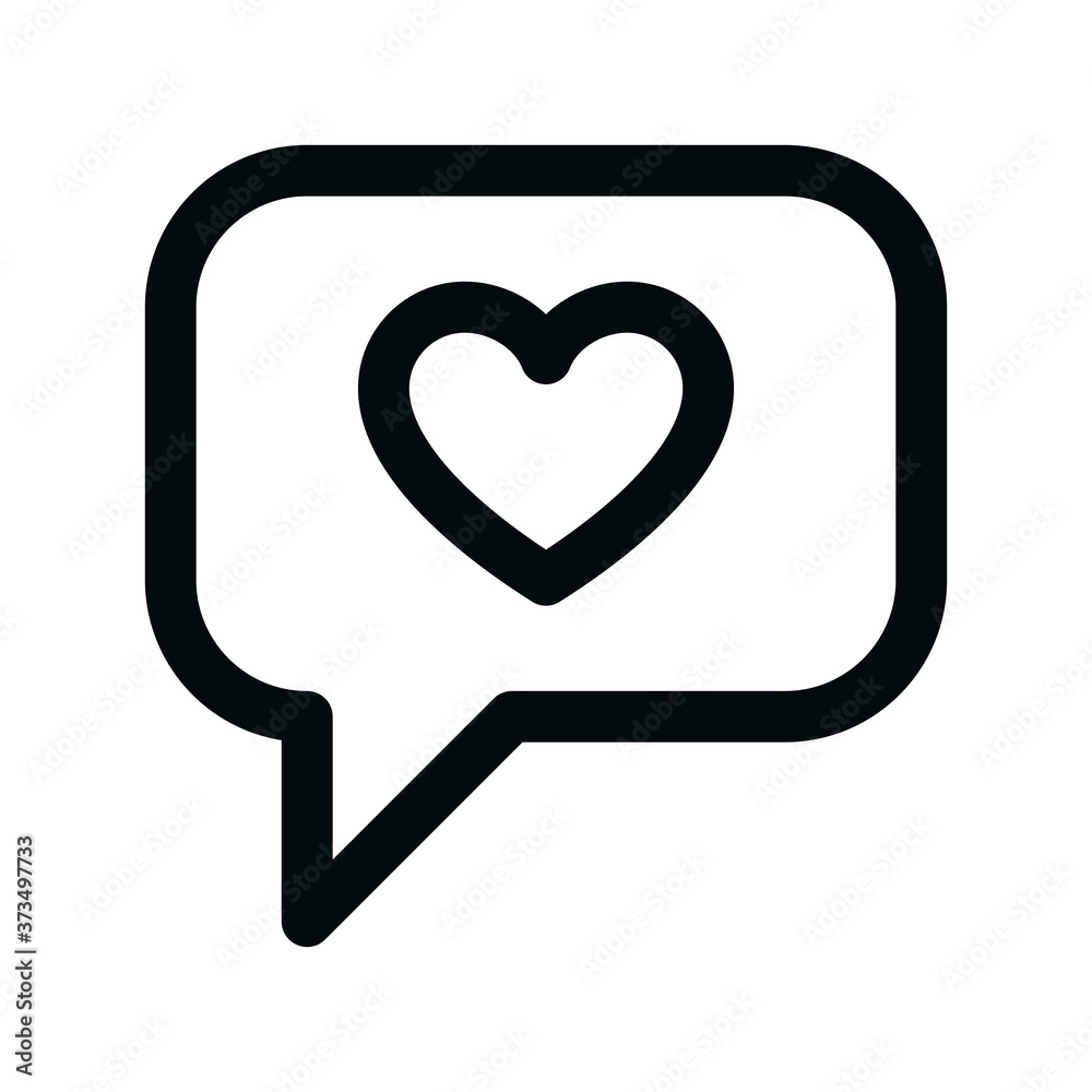 Love declaration isolated icon, love bubble linear icon, heart chat outline vector icon with editable stroke