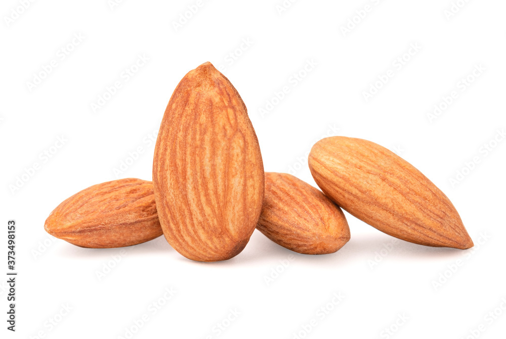 Closeup isolated of fresh almonds nut seed on white background. Closeup isolated of fresh almonds nut seed on white background.