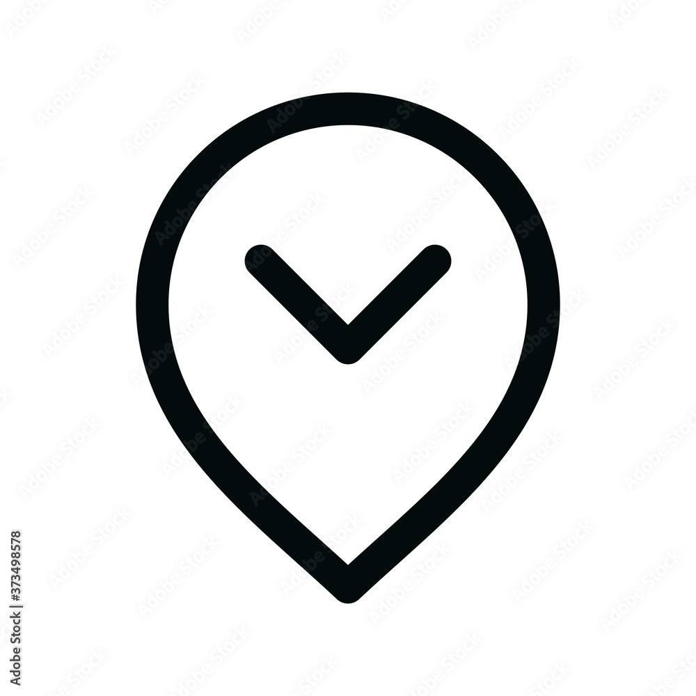 Map pin check isolated icon, map location ok linear icon, map checkmark outline vector icon with editable stroke Map pin check isolated icon, map location ok linear icon, map checkmark outline vector icon with editable stroke