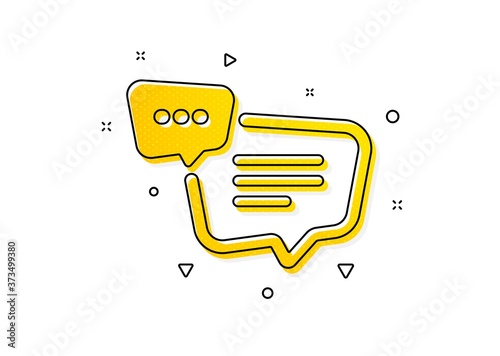 Chat comment sign. Text message icon. Speech bubble symbol. Yellow circles pattern. Classic text message icon. Geometric elements. Vector