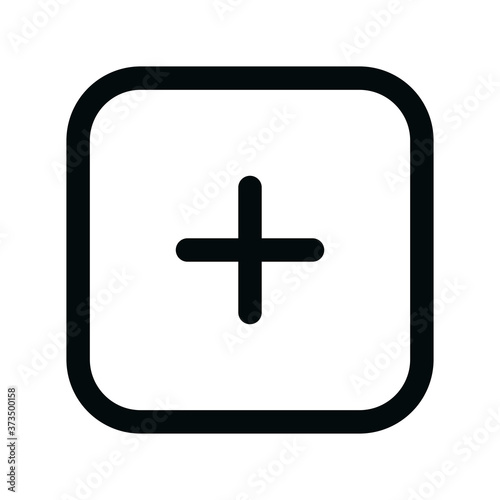 Add new square isolated icon, plus square outline vector icon with editable stroke