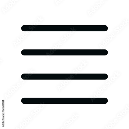 Four horizontal lines isolated icon, 4 lines burger menu outline vector icon with editable stroke