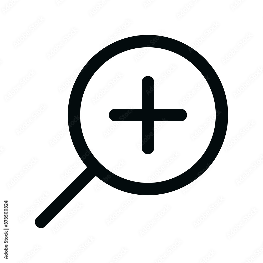 Zoom isolated icon, scale plus outline vector icon with editable stroke Zoom isolated icon, scale plus outline vector icon with editable stroke