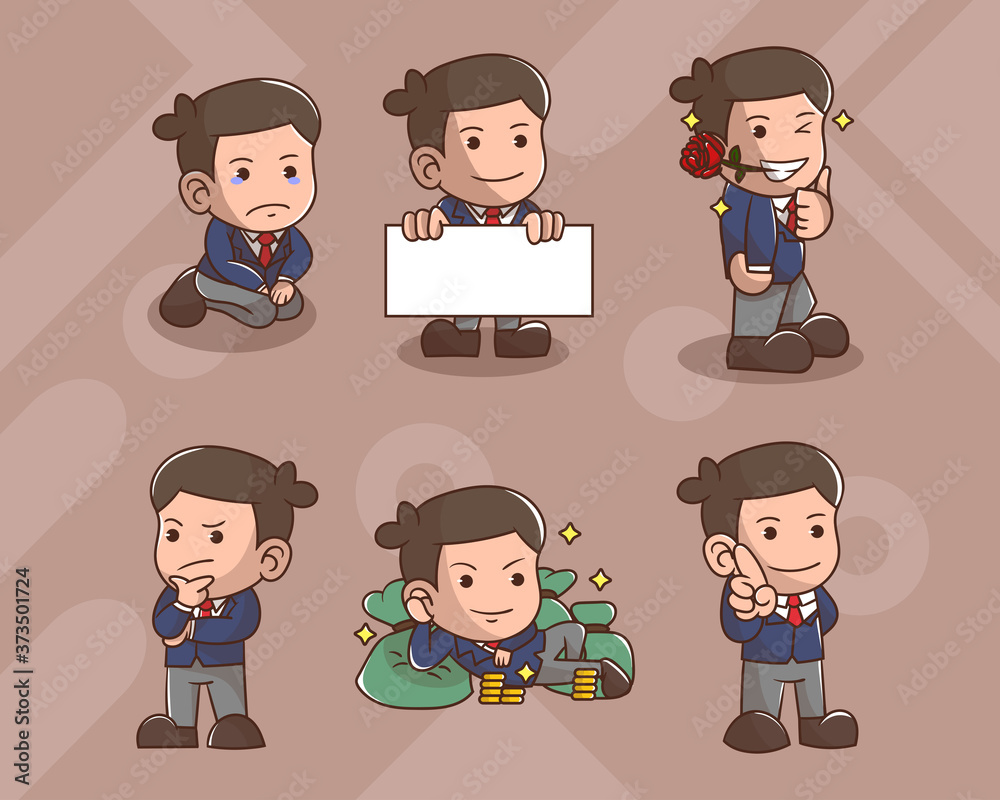 set of cute businessman boy character with optional apprearance. premium kawaii vector
set of cute businessman boy character with optional apprearance. premium kawaii vector