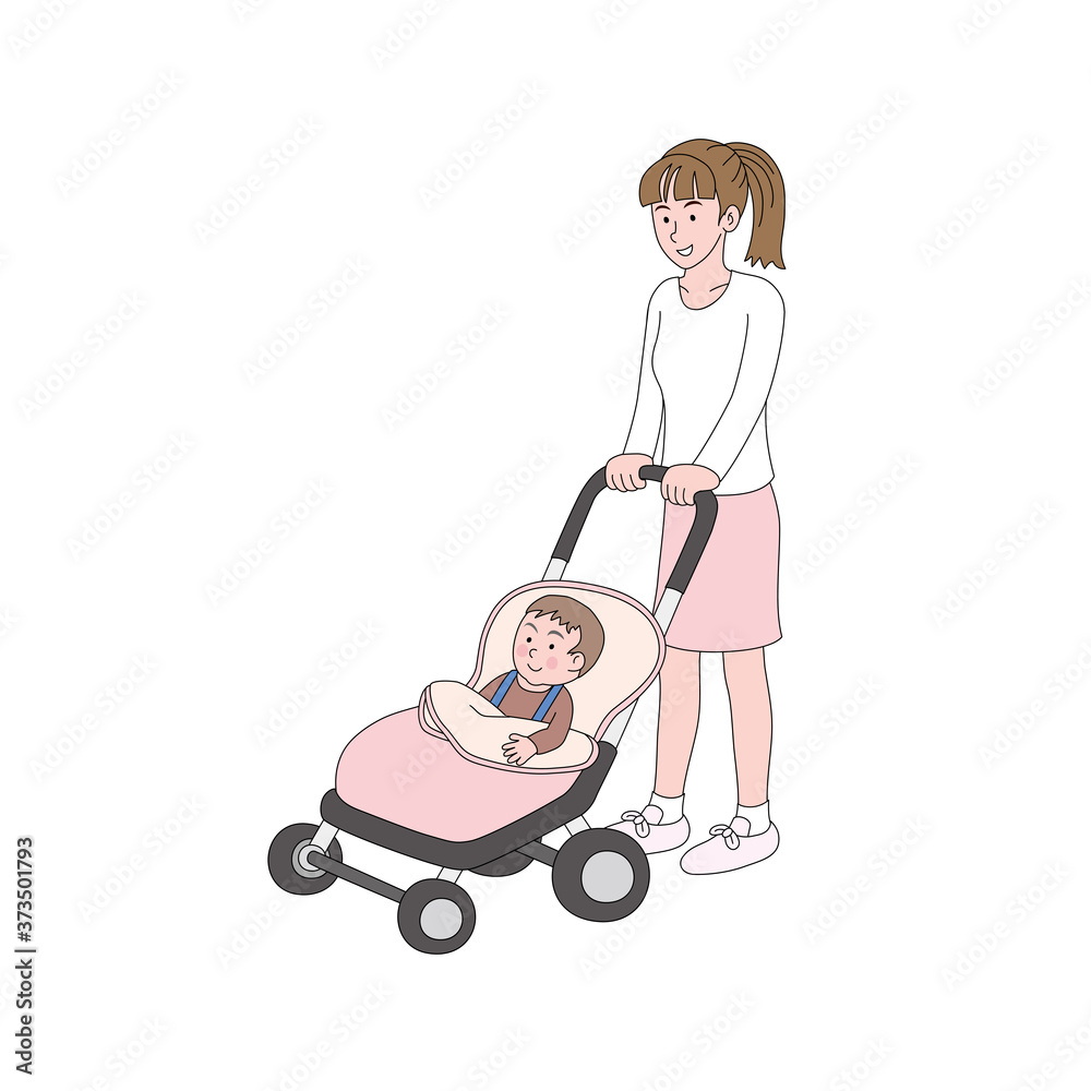 ベビーカーとママ