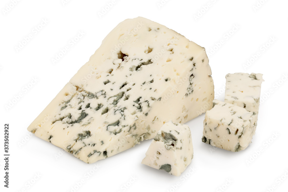 Blue cheese isolated on white background with clipping path and full depth of field.