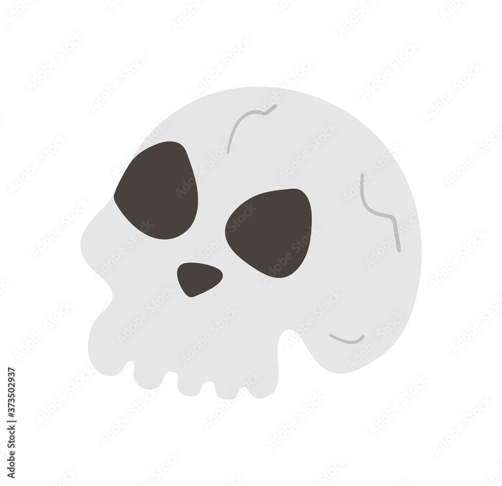 Halloween party illustration with human skull. Vector skeleton.  Scary design for Autumn Samhain party. All saints day character..