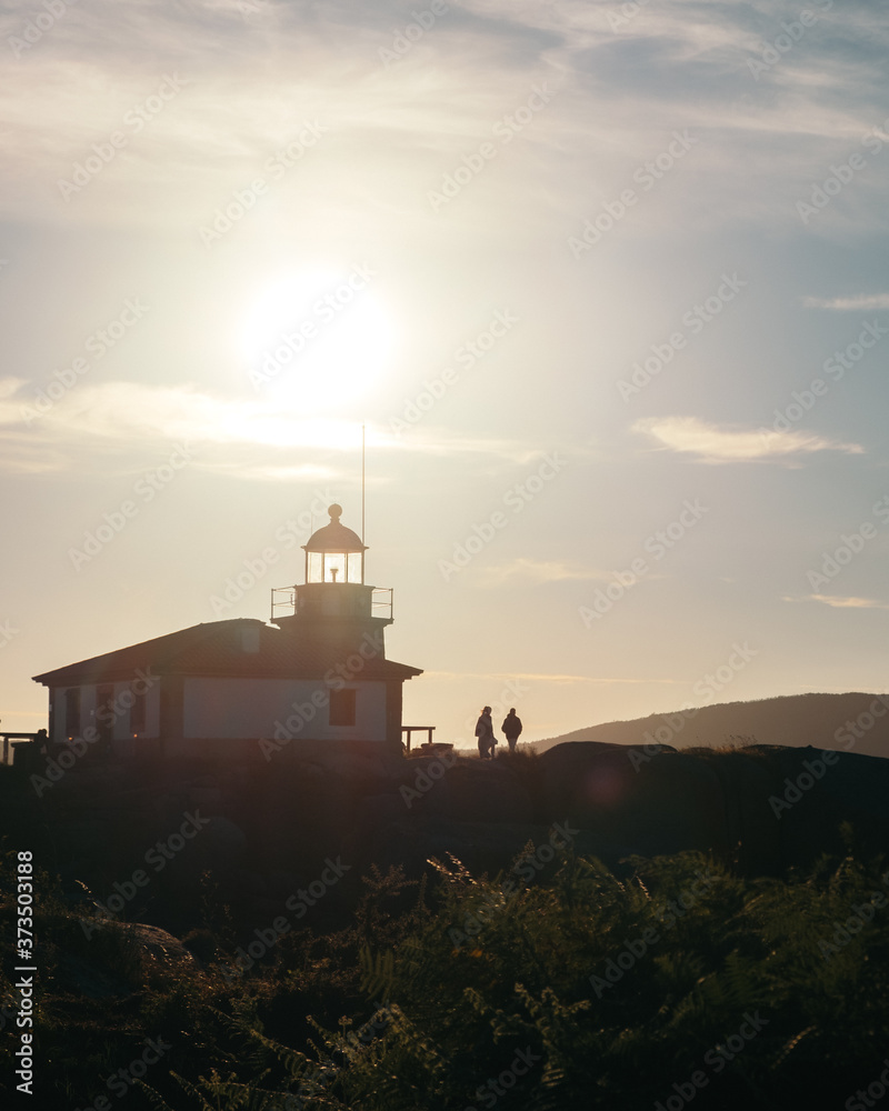 Lighthouse at sunset in Arousa, Galicia, Spain