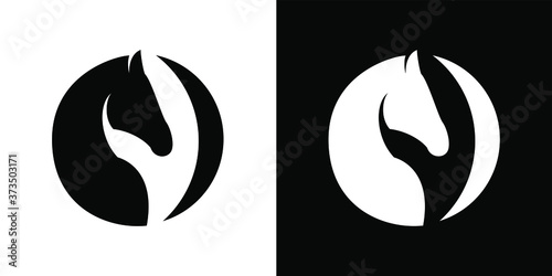 Fototapeta Naklejka Na Ścianę i Meble -  logo head of a horse in a circle, in the letter O