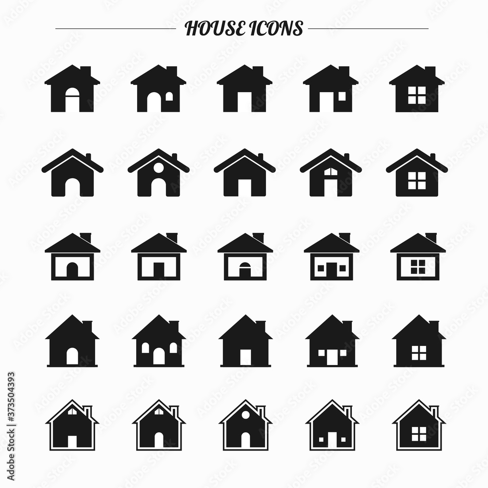 House icon set with black color. Vector illustration.
