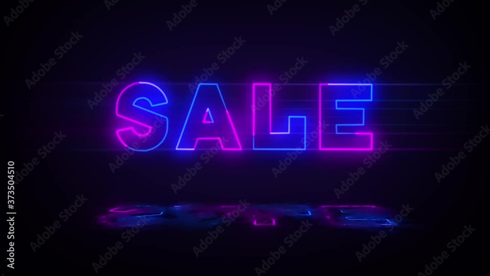 Animated Neon Bright Glowing Sale Text on Isolated Black Background. Business Promotional Concept Motion Graphic.. Animated Neon Bright Glowing Sale Text on Isolated Black Background. Business Promotional Concept Motion Graphic..