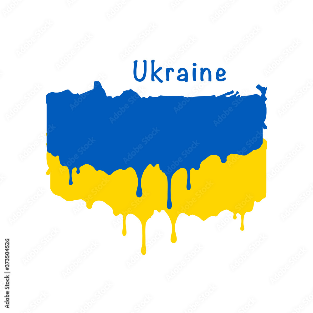 Obraz premium Painted Ukraine flag, Ukraine flag paint drips. Stock vector illustration isolated on white background