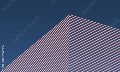Abstract vector isometric building from lines shape pattern with modern color gradient background, minimal trendy architecture concept.