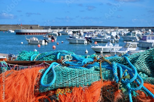 Photography The harbor of the community of Port-en-Bessin-Huppain in Normandy, France, coast