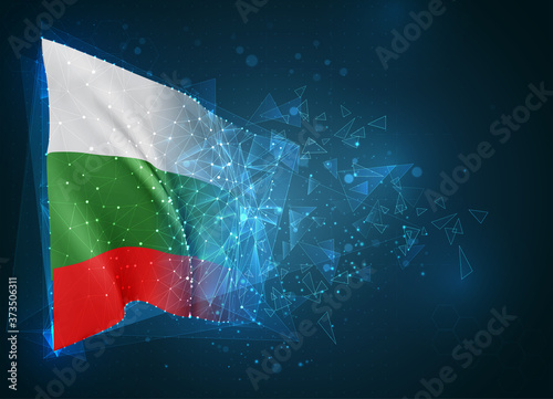 Bulgaria    vector flag  virtual abstract 3D object from triangular polygons on a blue background