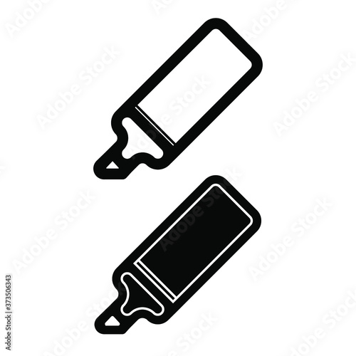 Marker pen brush icon vector logo, black and white version