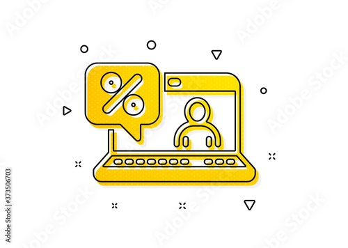Discount sign. Online loan percent icon. Credit percentage symbol. Yellow circles pattern. Classic online loan icon. Geometric elements. Vector