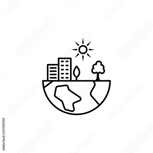 green earth line icon. Signs and symbols can be used for web, logo, mobile app, UI, UX