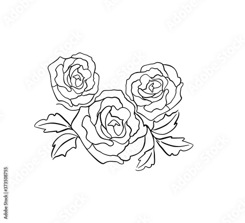 TATOO DESIGN OF STYLIZED ROSE WITH LEAVES