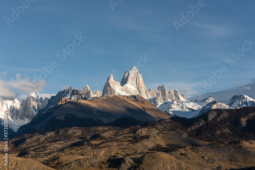 World-famous mountain peaks, the beautiful Andes in Latin America. Autumn landscape.