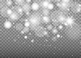 White sparks and stars glitter special light effect. Christmas abstract pattern. Sparkling magic dust particles. Vector sparkles on transparent background.	