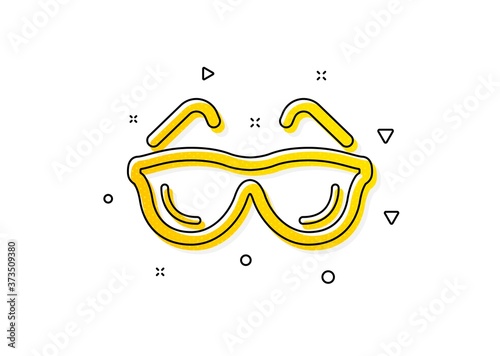 Oculist clinic sign. Eyeglasses icon. Optometry vision symbol. Yellow circles pattern. Classic eyeglasses icon. Geometric elements. Vector