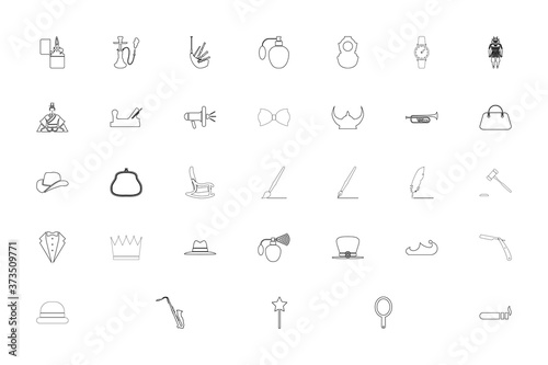 Vintage people concept black color set outline style image