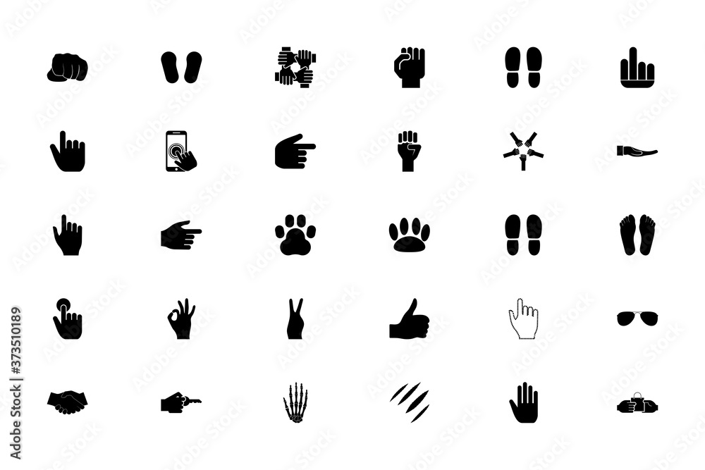 Gesture imprint black color set solid style image Gesture imprint black color set solid style image