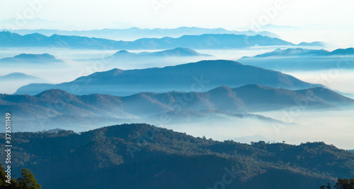 mountain landscape with fog © Soonthorn