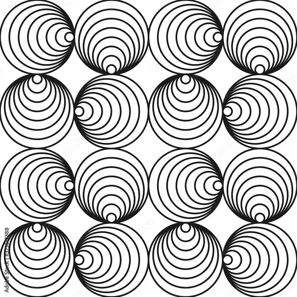 Monochrome seamless circle pattern - swirl ornament design. Monochrome seamless circle pattern - swirl ornament design.