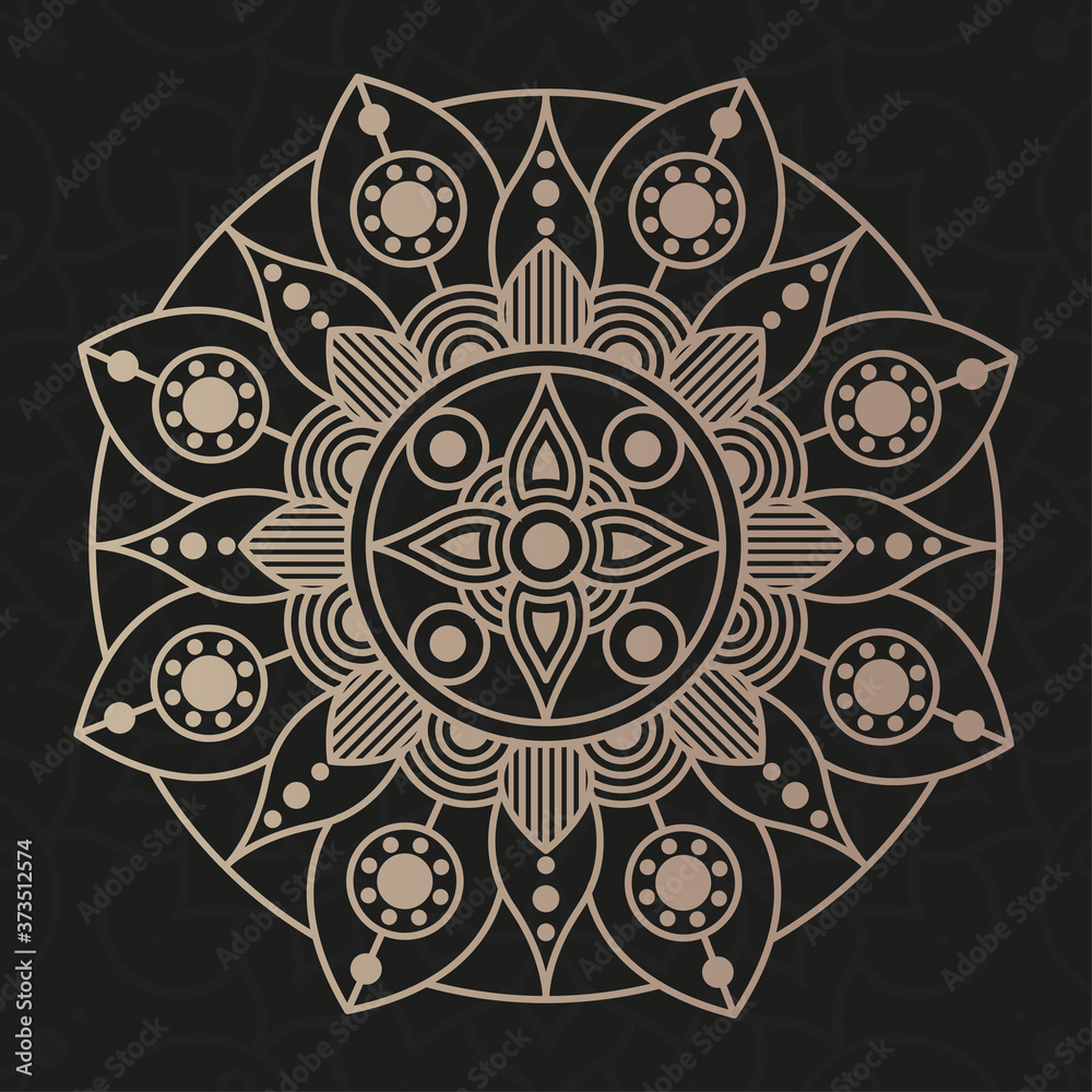 decorative floral monochrome mandala ethnicity frame in black background