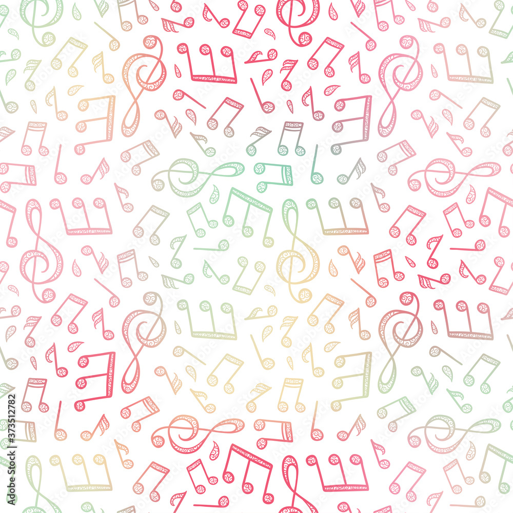 Fun hand drawn party seamless pattern with music notes, elegant background, great for textiles, banners, wallpapers, wrapping, New Years Eve - vector design