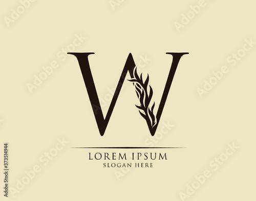 Callygraphy W Letter. Graceful royal style. Calligraphic arts logo. Vintage drawn emblem for book design, brand name, stamp, Restaurant, Boutique, Hotel.