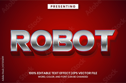 Editable text effect - silver chrome metallic style